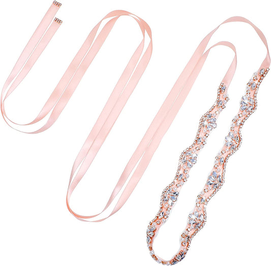 Bling Handmade Rhinestone Bridal Belt Crystal Diamond Wedding Belt Ribbon Sash Apparel & Accessories > Clothing Accessories > Belts Geyoga   