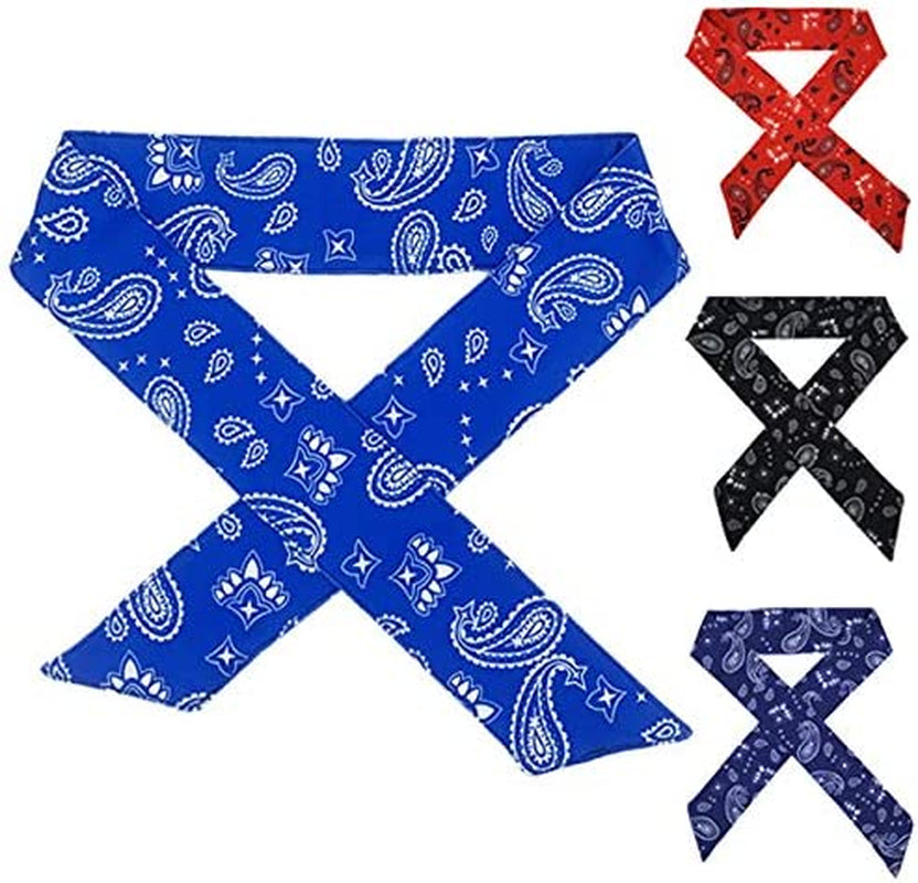 Sweat Wicking Head Tie, Tie Back Headband, Tie up Hair Band for Men Women Kids Girls Boys, Athletic Ninja Sweatband Head Wraps, Pirates Bandana Headwrap for Tennis, Workout Apparel & Accessories > Clothing Accessories > Bandanas & Headties JHYWELL Paisley 4 Pack  