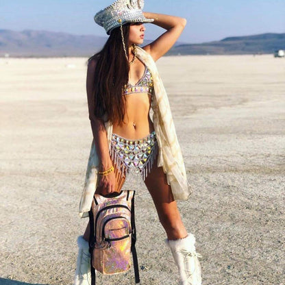 Canb Rhinestone Body Chain Suit Boho Body Waist Belly Chain Skirt Crystal Body Chain Bra Top Festival Jewelry for Women and Girls (VI) Apparel & Accessories > Jewelry > Body Jewelry CanB Ⅲ-silver  