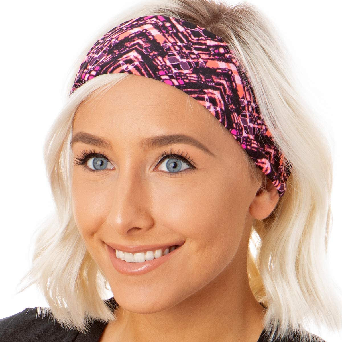 Hipsy Adjustable & Stretchy Printed Xflex Wide Headbands for Women Girls & Teens Apparel & Accessories > Clothing Accessories > Bandanas & Headties Hipsy Xflex Pink Mosaic 1pk  