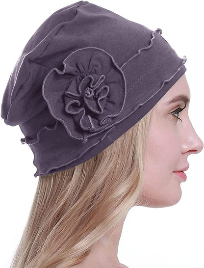 Osvyo Chemo Headwear Turban Cap for Women - Cancer Beanie Hair Loss Sealed Packaging Apparel & Accessories > Clothing Accessories > Headwear osvyo Cotton Purple Gray One Size 