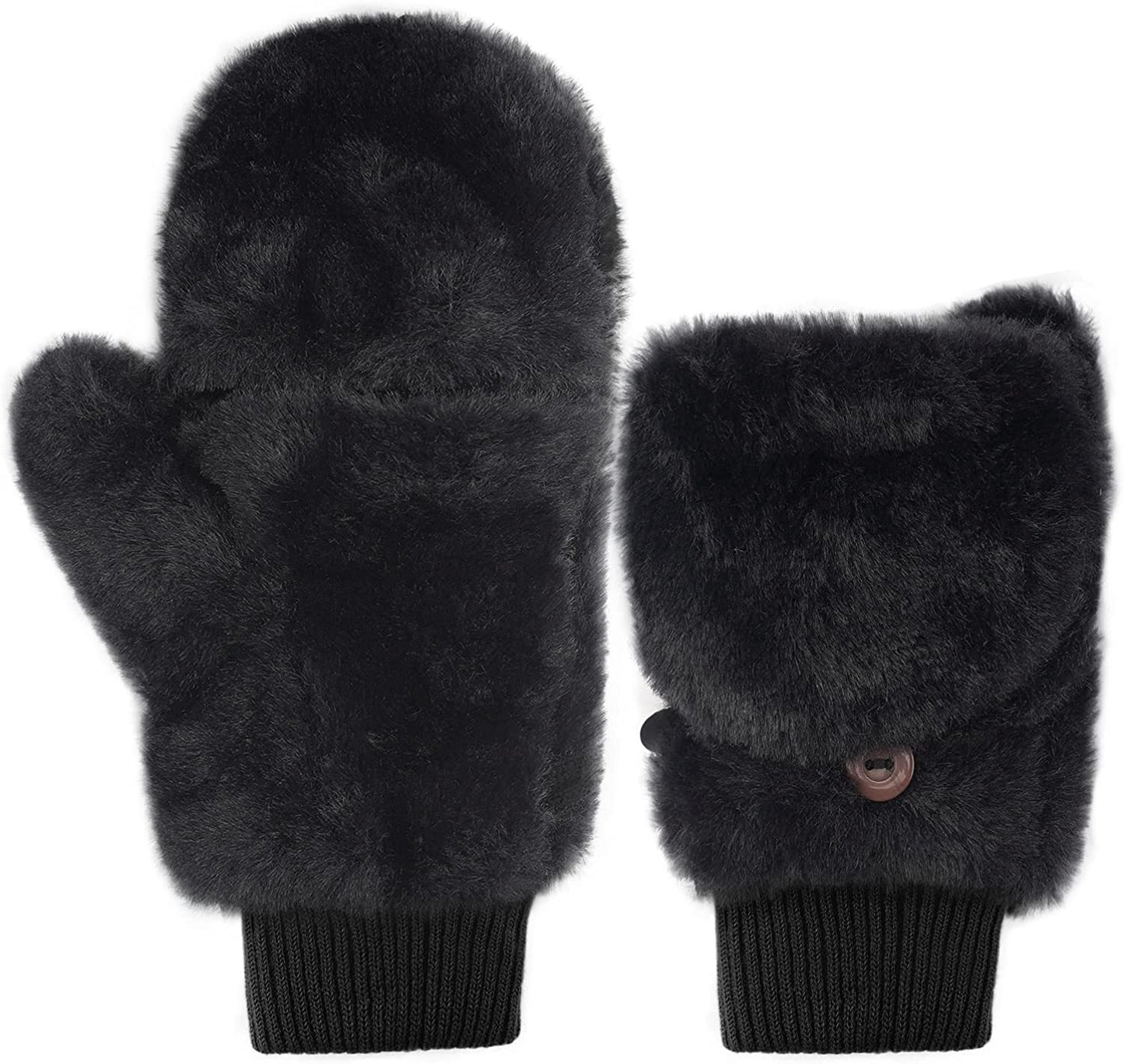 Winter Gloves for Women-Flip up down Top Fingerless Mittens Warm Soft Fleece Gloves Apparel & Accessories > Clothing Accessories > Gloves & Mittens KYLIE MAX   