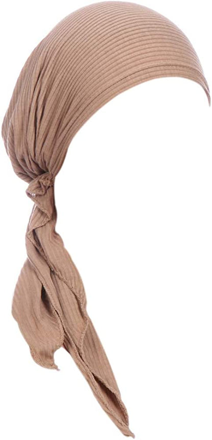 Fxhixiy Womens Turban Chemo Hat Head Scarves Slip-On Pre-Tied Headwear Bandana Sleep Hair Cover Apparel & Accessories > Clothing Accessories > Headwear Fxhixiy Khaki  
