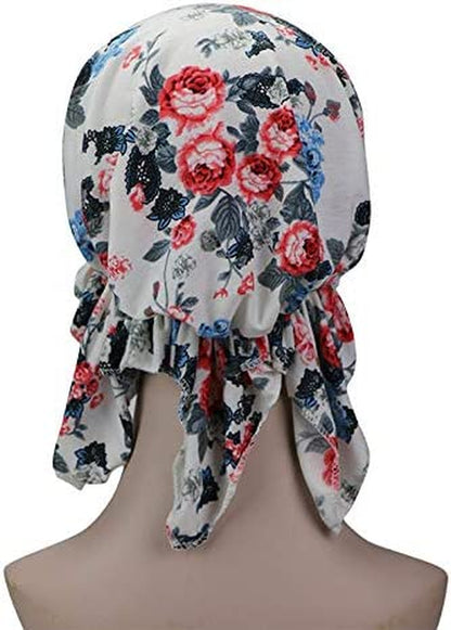 Pre Tied Chemo Head Scarf 3 Packed Beanie Skull Cover Cap for Women (Set6-Long Style) Apparel & Accessories > Clothing Accessories > Bandanas & Headties Qovelly   