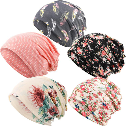 SATINIOR 5 Pieces Women'S Slouchy Beanie Hat Baggy Skull Sleep Cap Turban Headwear Apparel & Accessories > Clothing Accessories > Headwear SATINIOR Fresh Style  