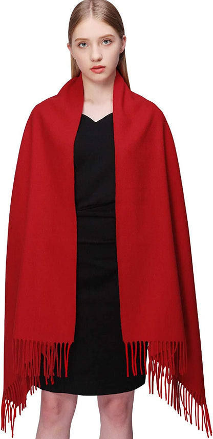 RIIQIICHY 100% Wool Scarf Pashmina Shawls and Wraps for Women Cashmere Warm Winter More Thicker Soft Scarves Apparel & Accessories > Clothing Accessories > Scarves & Shawls RIIQIICHY Red  