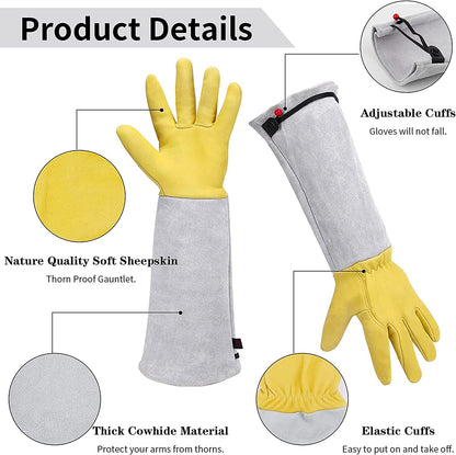 Supersfel Gardening Gloves for Women/Men, Rose Pruning Thorn-Proof Gloves, with Adjustable Cuff and Durable Goatskin Leather, Comfy Breathable Long Sleeve Work Garden Gauntlet Gloves for Yard Work(M) Apparel & Accessories > Clothing Accessories > Gloves & Mittens Supersfel   