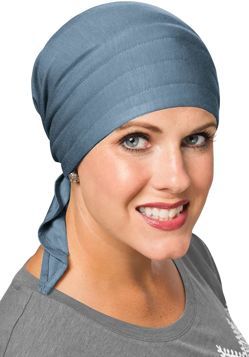 Cardani Instant Tie Headscarf - Padded Easy Tie Triangle Scarf in Luxury Viscose from Bamboo Apparel & Accessories > Clothing Accessories > Headwear Cardani Luxury Bamboo - Denim One Size 