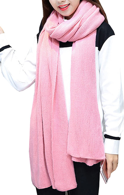 Wander Agio Womens Warm Winter Infinity Scarves Set Blanket Scarf Pure Color Apparel & Accessories > Clothing Accessories > Scarves & Shawls Wander Agio Pink  