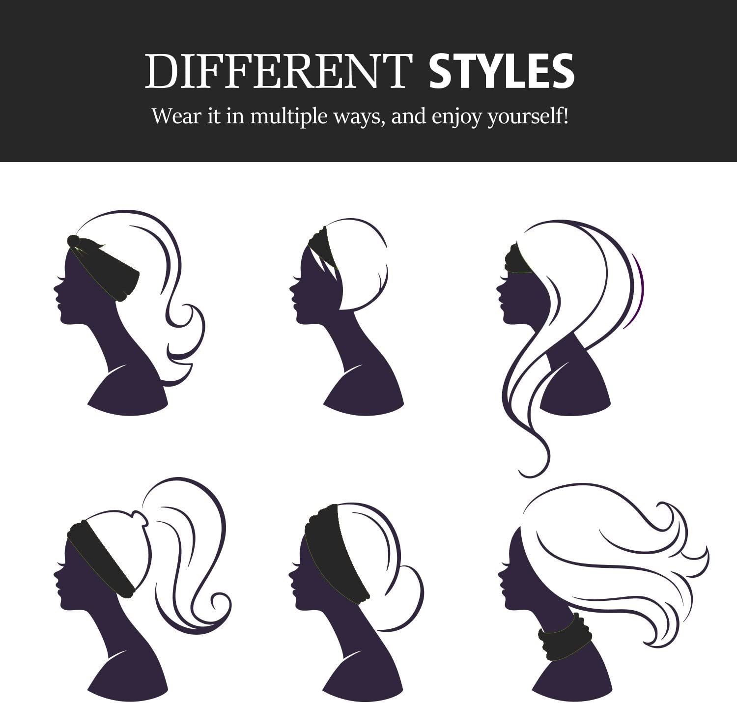 Moko Headband for Women, Versatile Turban Headband Hair Wrap Multi-Style Casual Sports Headwear, Stretchy Breathable Moisture Wicking Microfiber Head Wrap for Workout, Running, Yoga Apparel & Accessories > Clothing Accessories > Bandanas & Headties MoKo   