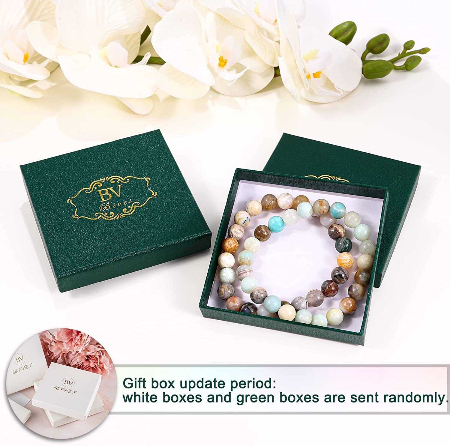 Bivei Natural Gem Semi Precious Reiki Healing Crystals Handmade 8Mm round Beads Stretch Bracelet Apparel & Accessories > Jewelry > Bracelets Bivei   