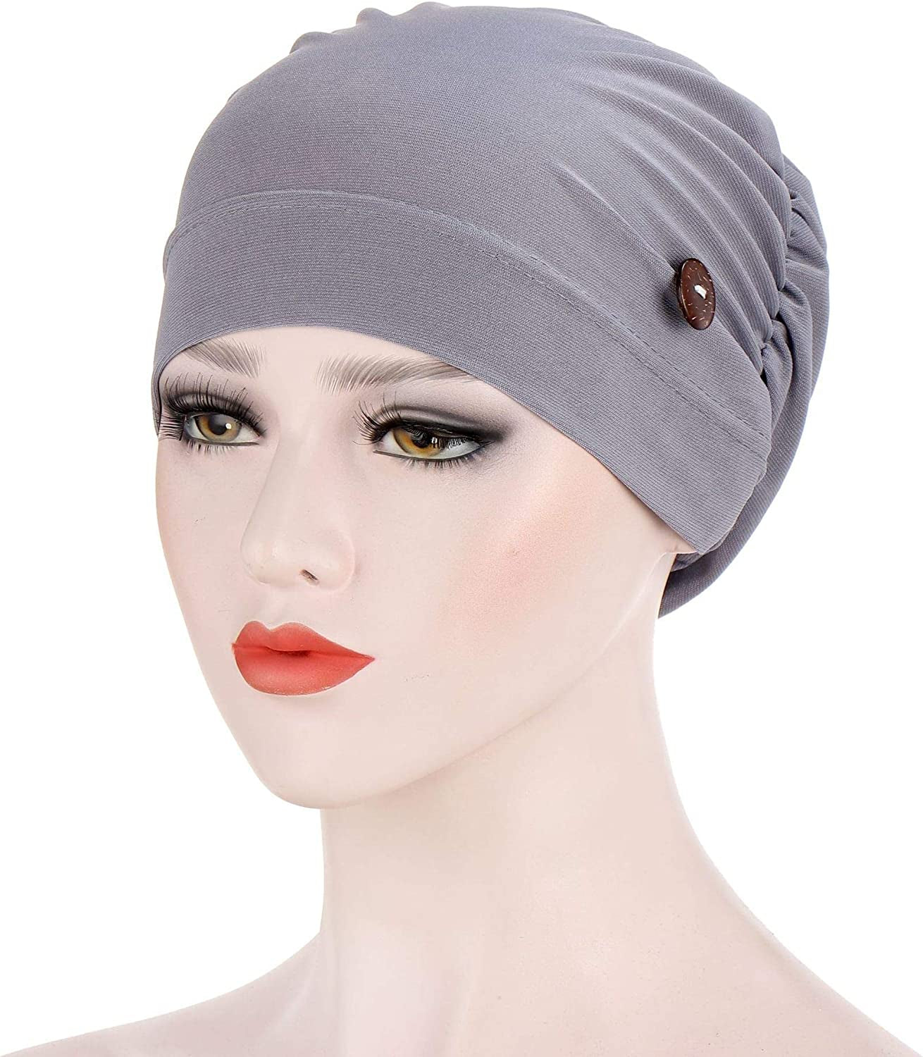 Qianmome 2-4 Pack Beanie with Button for Women Men Nurse,Working Hat,Chemo Caps for Cancer Patients Apparel & Accessories > Clothing Accessories > Headwear Qianmome   