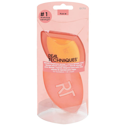Real Techniques Miracle Complexion Beauty Sponge Makeup Blender with Case, Perfect for Travel, Beauty Sponge for Foundation Application, Streak-Free Makeup Tool, Cruelty Free, Latex Free, 2 Piece Set Health & Beauty > Personal Care > Cosmetics > Cosmetic Tools > Makeup Tools Real Techniques   