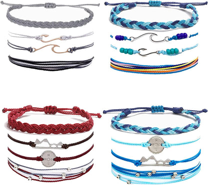 HUASAI Vsco String Bracelets for Teen Girls Women Waterproof Boho Rope Bracelets Wave Surfer Bracelets Summer Beach Anklets Apparel & Accessories > Jewelry > Anklets HUASAI 16 Waterproof Bracelets Anklets Set  