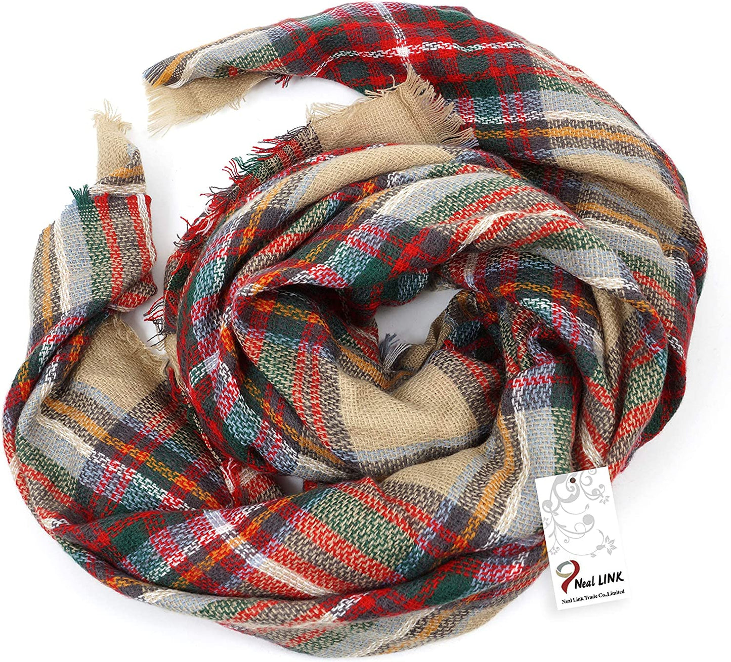 Neal LINK Women'S Plaid Scarf Blanket Wrap Warm Tartan Checked Shawl Tartan Scarves Pashmina Cape Apparel & Accessories > Clothing Accessories > Scarves & Shawls Neal LINK   