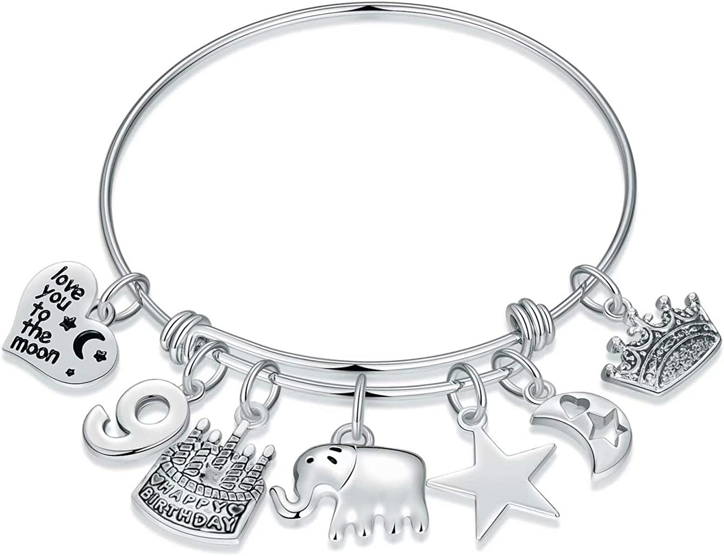 Birthday Gifts for Women Girls Bracelet, Expandable Charm Bracelets 5Th 6Th 7Th 8Th 9Th 10Th 20Th 30Th 40Th 50Th 60Th 70Th 80Th 90Th Birthday Gift for Friend, Mom, Daughter, Niece, Sister, Grandma Apparel & Accessories > Jewelry > Bracelets M MOOHAM "9th"  