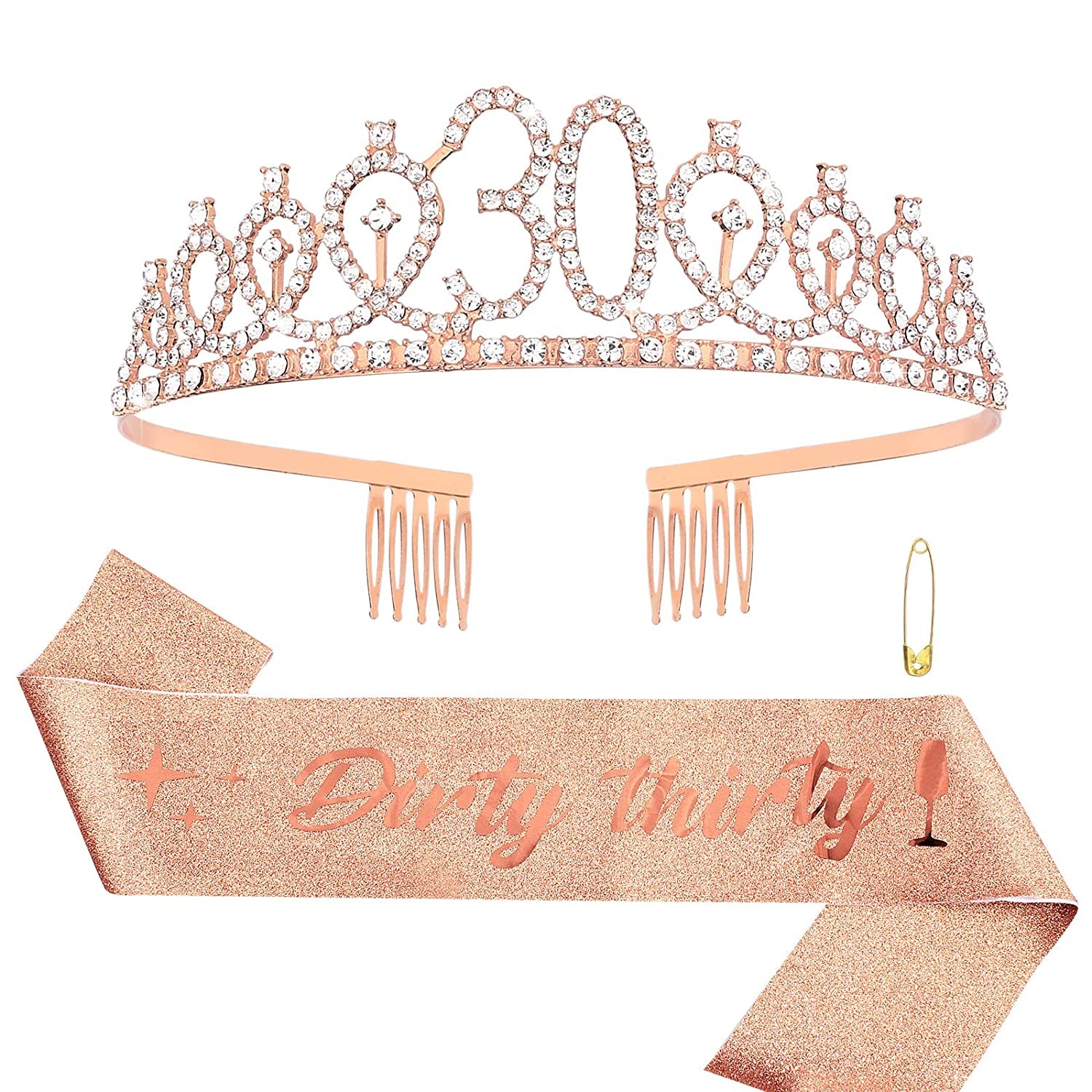 Sweet 16 Birthday Decorations Purple, 16Th Birthday Gifts for Girls, Sweet 16 Crown and Sash, 16Th Birthday Sash, Sweet 16 Sash and Tiara, Birthday Girl, Happy 16Th Birthday Party Supplies Cake Topper Apparel & Accessories > Clothing Accessories > Sashes CIEHER 30th Sash & Tiara Set-5  