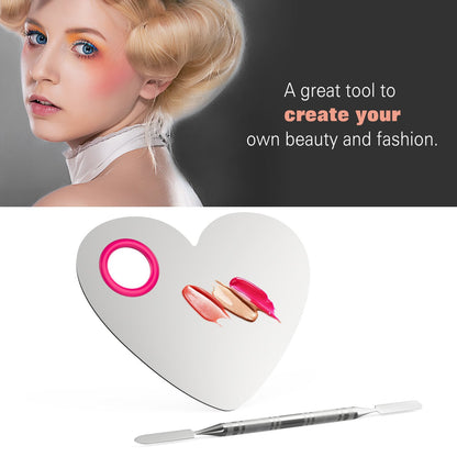 Luxspire Professional Makeup Palette Stainless Steel Heart Cosmetics Foundation Nail-Art Mixing Blending Make up Tools with Spatula for Eye Shadow, Eyelash, Lipsticks, Nail Art Health & Beauty > Personal Care > Cosmetics > Cosmetic Tools > Makeup Tools Luxspire   