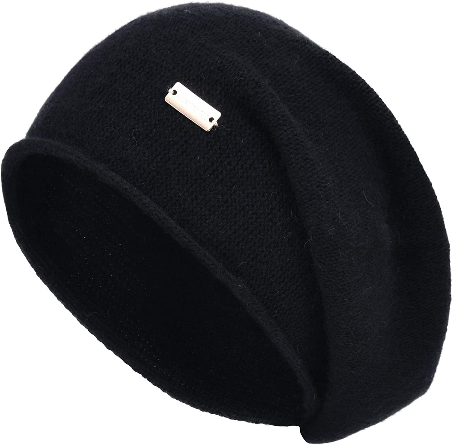 Jaxmonoy Cashmere Slouchy Knit Beanie Hat for Women Winter Soft Warm Ladies Wool Knitted Skull Beanies Cap Apparel & Accessories > Clothing Accessories > Hats jaxmonoy Black  