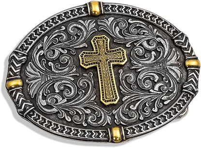 Montana Silversmiths Christian Faith Series Attitude Western Belt Buckle (Center of Faith Cross - Two-Tone) Apparel & Accessories > Clothing Accessories > Belt Buckles Montana Silversmiths   