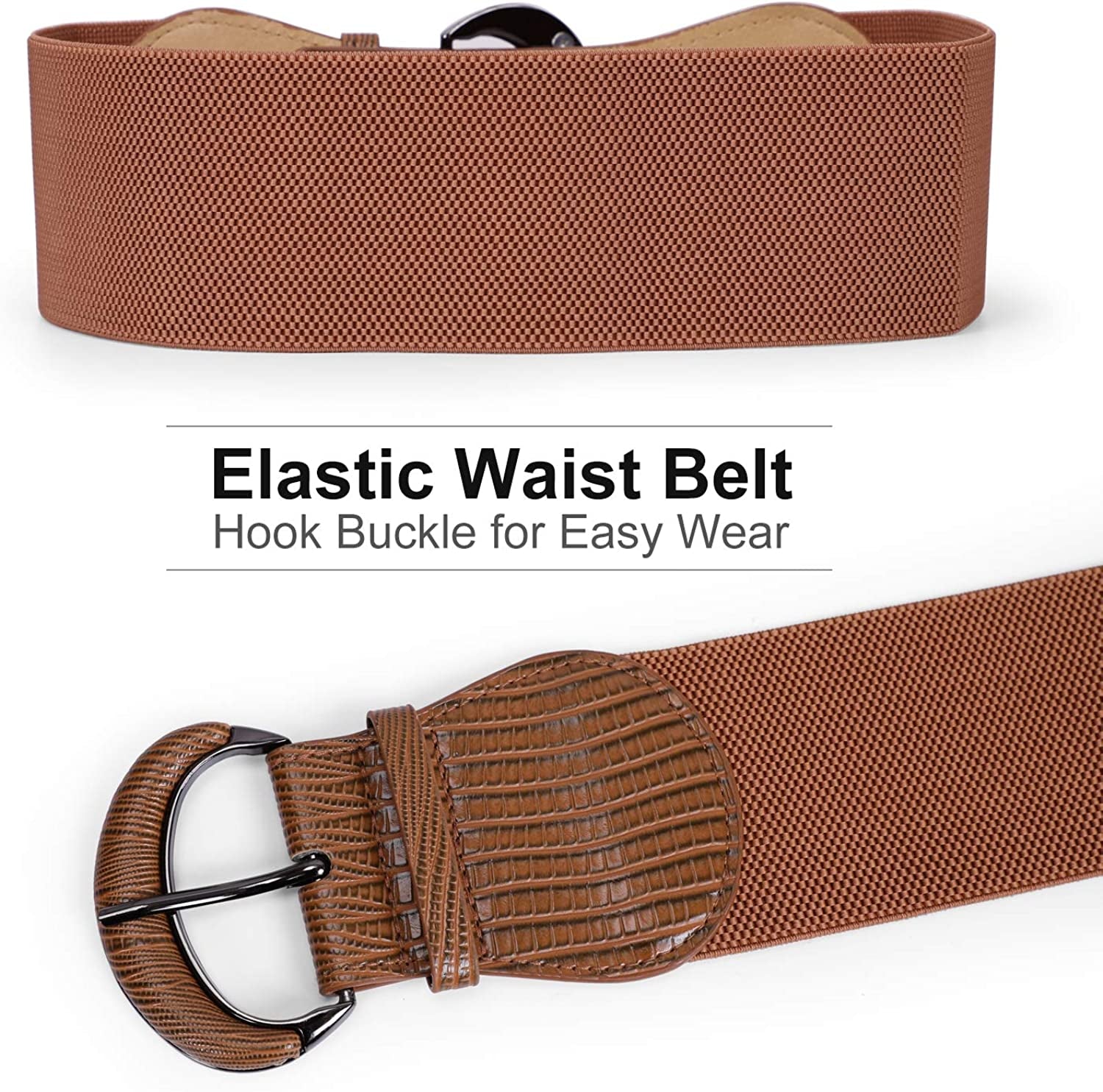 JASGOOD Women Stretchy Wide Waist Belt for Dress Ladies Elastic Belt Hook Buckle Apparel & Accessories > Clothing Accessories > Belts KYLIE MAX   