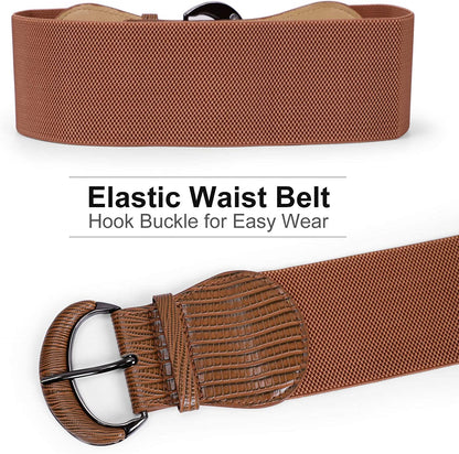 JASGOOD Women Stretchy Wide Waist Belt for Dress Ladies Elastic Belt Hook Buckle Apparel & Accessories > Clothing Accessories > Belts KYLIE MAX   