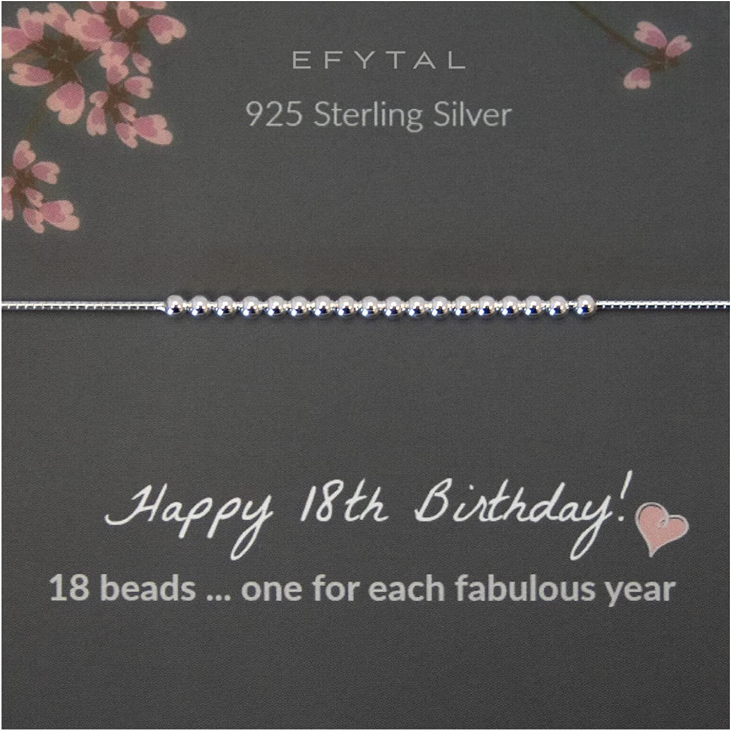 EFYTAL 18Th Birthday Gifts for Girls, 925 Sterling Silver Bracelet, Gifts for 18 Year Old Girl, 18Th Birthday Decorations, 18 Year Old Gift Ideas for Girl Apparel & Accessories > Jewelry > Bracelets EFYTAL   