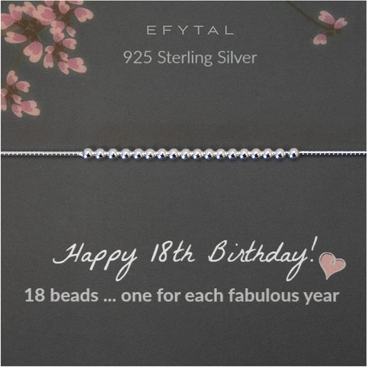 EFYTAL 18Th Birthday Gifts for Girls, 925 Sterling Silver Bracelet, Gifts for 18 Year Old Girl, 18Th Birthday Decorations, 18 Year Old Gift Ideas for Girl Apparel & Accessories > Jewelry > Bracelets EFYTAL   