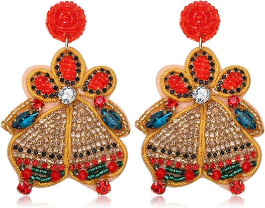 Christmas Earrings for Women Christmas Bead Dangle Earrings Bohemia Handmade Colorful Seed Beaded Drop Earrings Christmas Gifts for Women Girls Apparel & Accessories > Jewelry > Earrings JERTOCLE Christmas Bell Earrings  