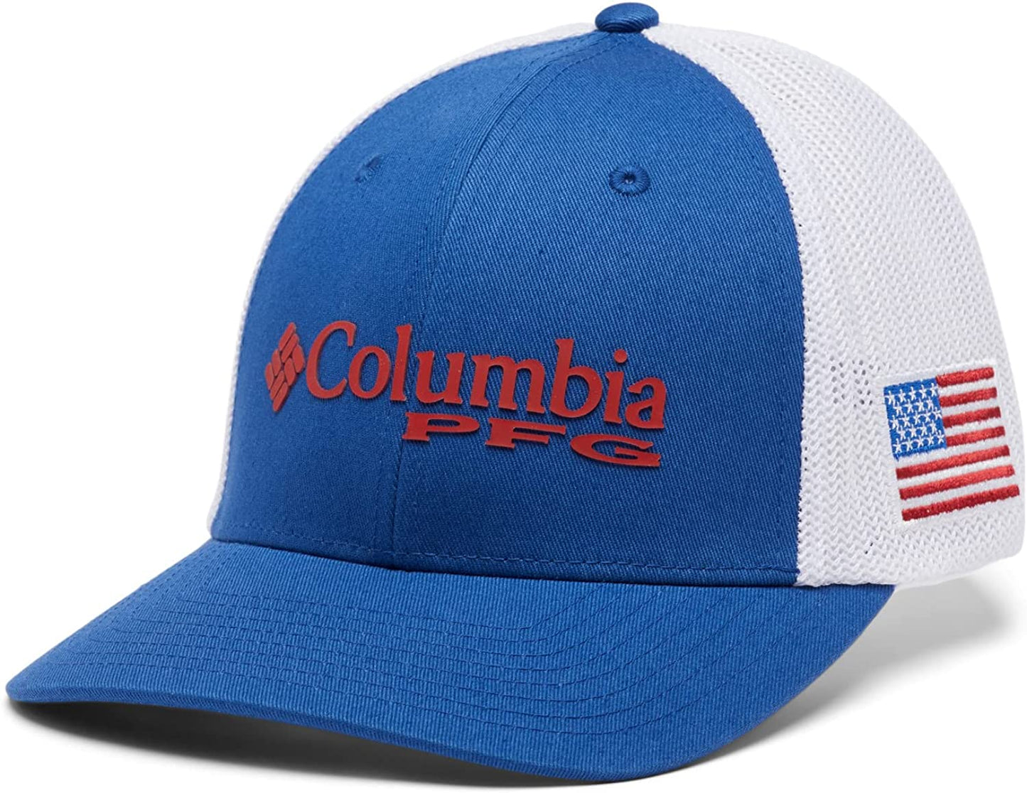 Columbia Women'S PFG Logo Mesh Ball Cap-High Crown Apparel & Accessories > Clothing Accessories > Hats Columbia Mountain Blue, Us Flag Small-Medium 