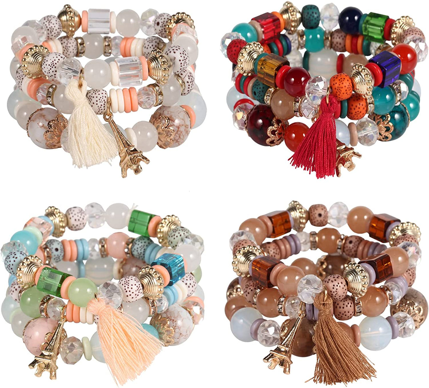 Solosoya Bohemian Boho Stackable Bracelets for Women Set, Girls Stretch Multilayer Stack Beads Colorful Beaded Charm Bracelets Girl Handmade Jewelry Apparel & Accessories > Jewelry > Bracelets Solosoya Color B  