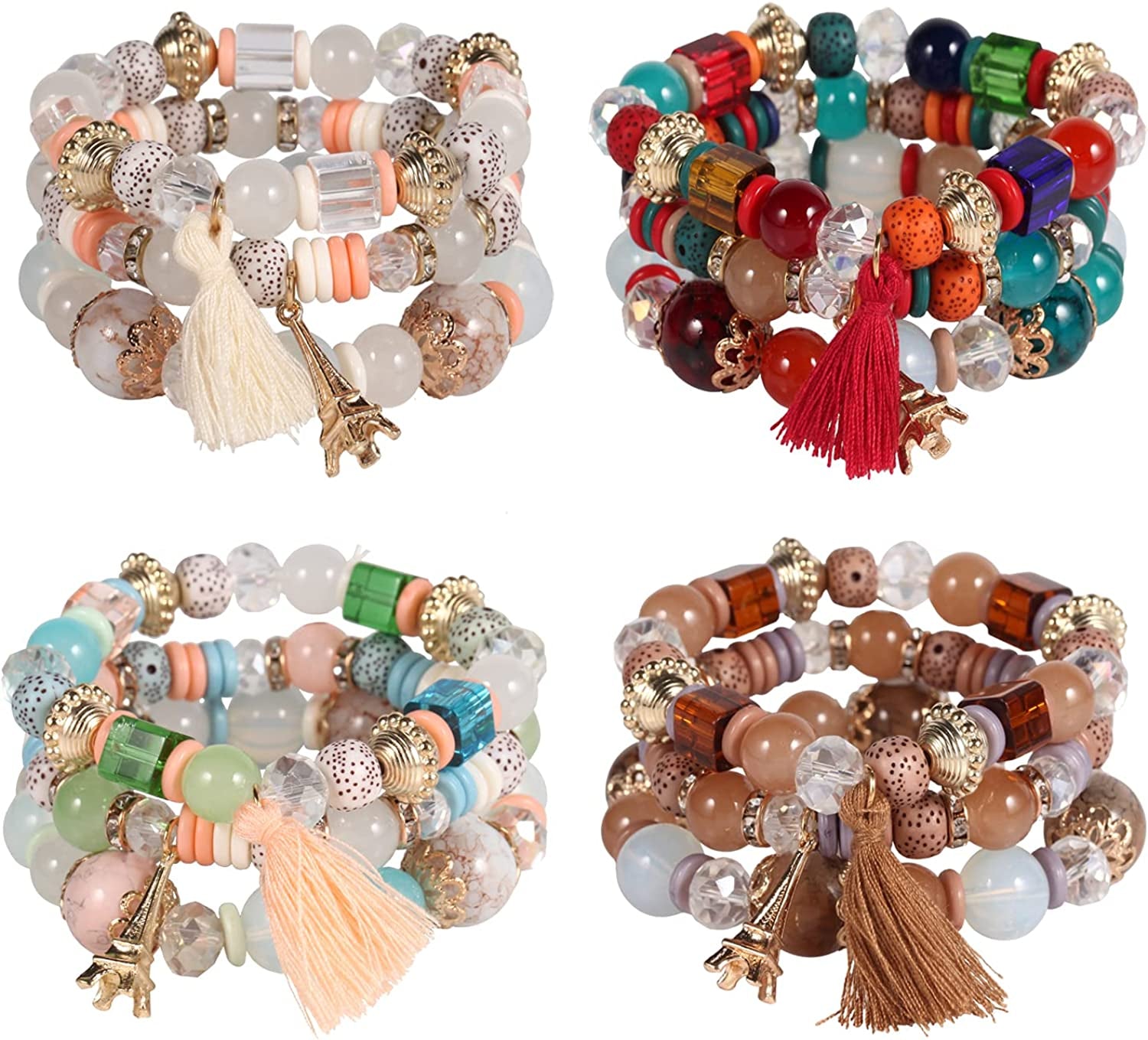 Solosoya Bohemian Boho Stackable Bracelets for Women Set, Girls Stretch Multilayer Stack Beads Colorful Beaded Charm Bracelets Girl Handmade Jewelry Apparel & Accessories > Jewelry > Bracelets Solosoya Color B  