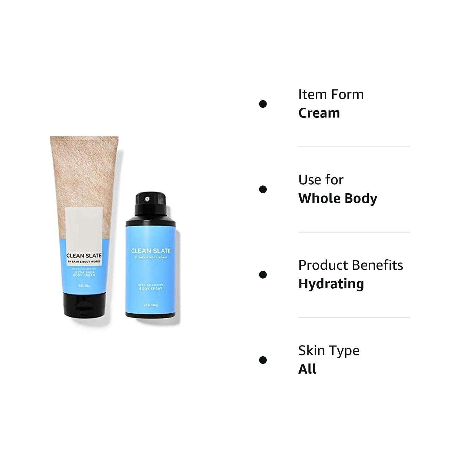 Bath and Body Works Clean Slate Duo Gift Set - Body Cream and Body Spray - Full Size Health & Beauty > Personal Care > Cosmetics > Bath & Body Bath & Body Works   