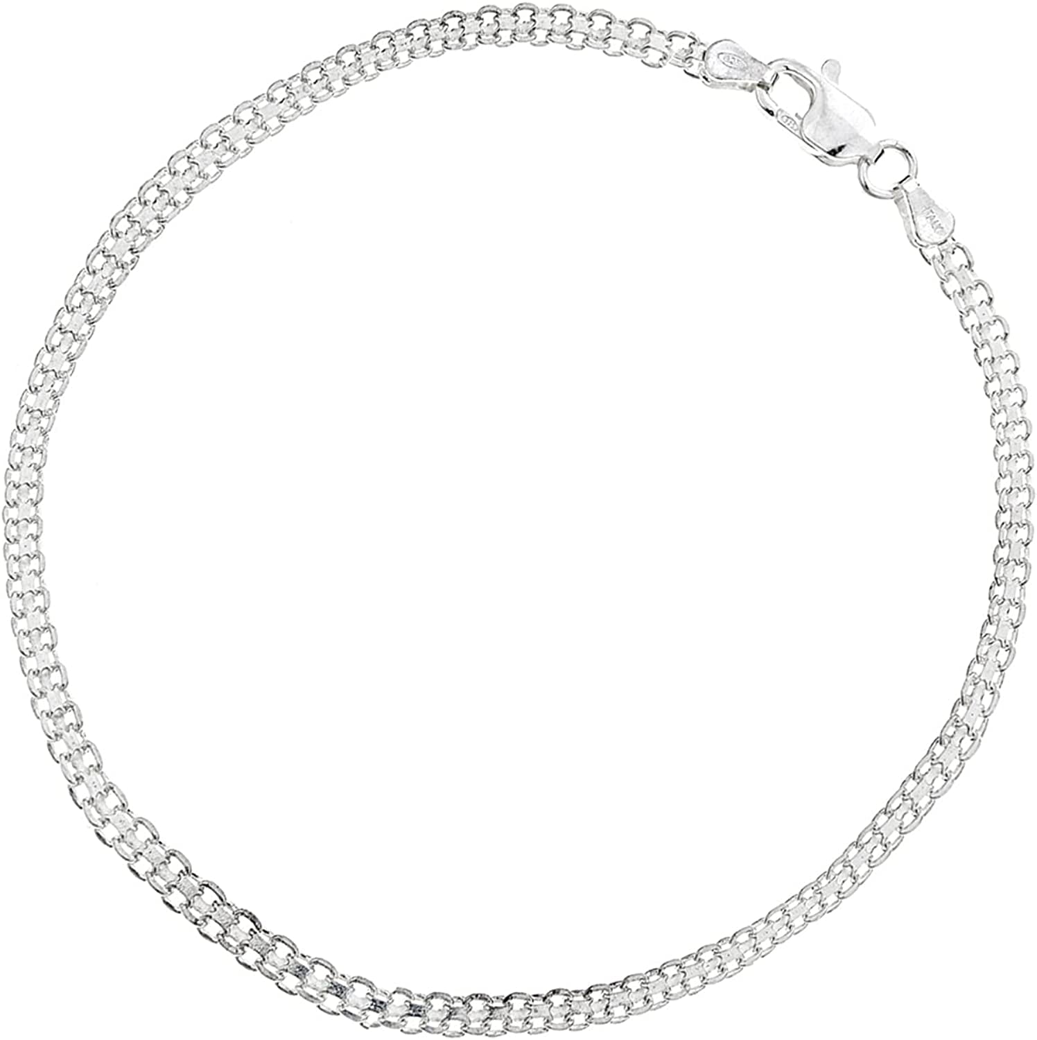 Ritastephens Sterling Silver Italian 3Mm Bismark Link Chain Anklet, Bracelet, or Necklace Apparel & Accessories > Jewelry > Anklets Ritastephens Anklet (9")  