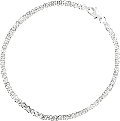 Ritastephens Sterling Silver Italian 3Mm Bismark Link Chain Anklet, Bracelet, or Necklace Apparel & Accessories > Jewelry > Anklets Ritastephens Anklet (9")  