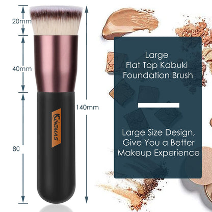 Flat Top Foundation Brush, Premium Kabuki Makeup Brush for Liquid, Blending, Cream, Powder,Blush Buffing Stippling Face Makeup Tools (Black, a (Flat Top)) Health & Beauty > Personal Care > Cosmetics > Cosmetic Tools > Makeup Tools KINGMAS   