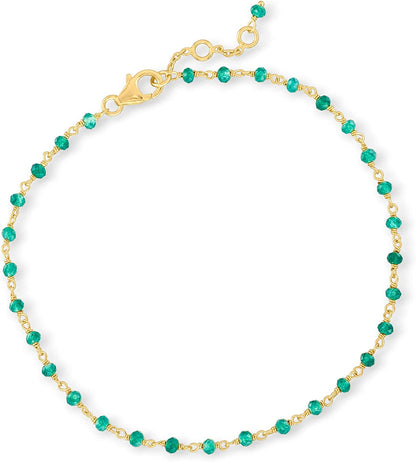 Ross-Simons Green Chalcedony Anklet in 18Kt Gold over Sterling. 9 Inches Apparel & Accessories > Jewelry > Anklets Ross-Simons   