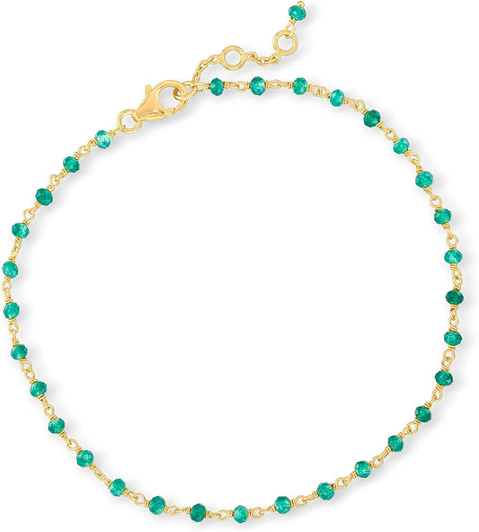 Ross-Simons Green Chalcedony Anklet in 18Kt Gold over Sterling. 9 Inches Apparel & Accessories > Jewelry > Anklets Ross-Simons   