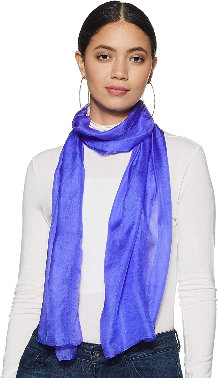 Stylore 100% Silk Scarf Long Lightweight Sunscreen Shawl Wrap Scarves Apparel & Accessories > Clothing Accessories > Scarves & Shawls Stylore Blue  