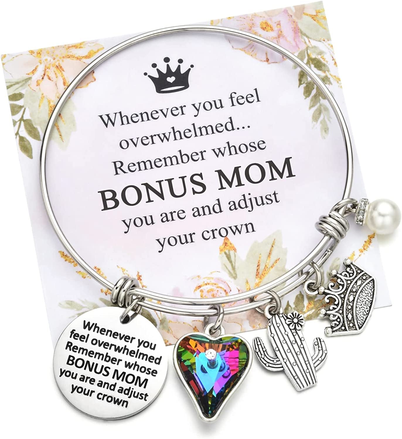Inspirational Charm Bracelets Gifts for Aunt Mom Godmother Grandma Niece Sister Goddaughter Daughter Granddaughter Best Friend, Birthday Bangle Jewelry Gifts for Women and Teen Girls Apparel & Accessories > Jewelry > Bracelets Miss Pink Bonus Mom  