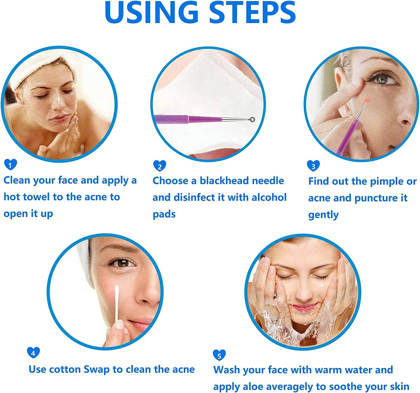 Blackhead Remover Extractor Tool, Ybaoo 10 Pcs Professional Surgical Pimple Popper Tool Kit with Metal Case for Quick and Easy Removal of Blackheads,Pimples,Zit Removing,Facial and Nose(Colorful) Health & Beauty > Personal Care > Cosmetics > Cosmetic Tools > Skin Care Tools Ybaoo   