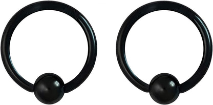 Forbidden Body Jewelry 316L Surgical Steel Captive Bead Piercing Hoop (Pair) 10G 12G 14G 16G 18G 20G, Diameter 6 to 12Mm Black and Rainbow Apparel & Accessories > Jewelry > Rings Forbidden Body Jewelry Black: 16g, 11mm  