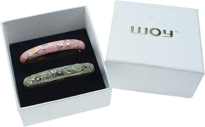 UJOY Cloisonne Bracelet Butterfly Gold Hinge Indian Cuff Bangle Enameled Jewelry Flower Bracelets for Women Gift Box 55A114 Apparel & Accessories > Jewelry > Bracelets UJOY   