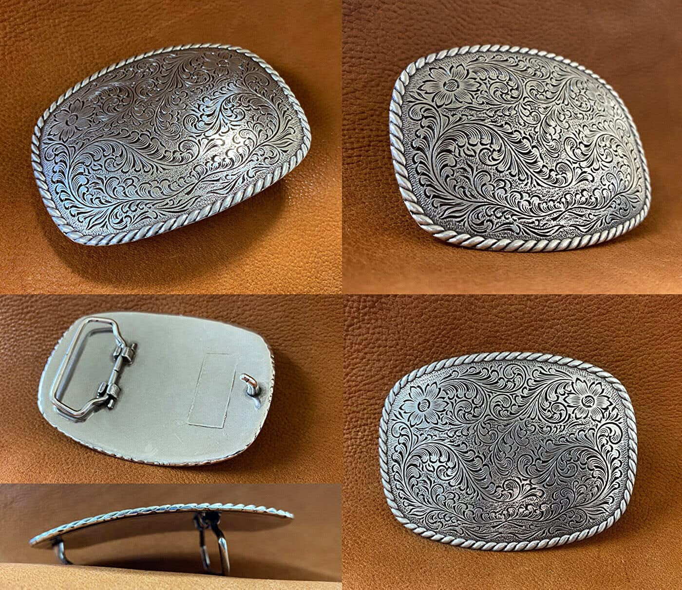 Western Antique Floral Engraved Rope Edge Design Belt Buckle Fits 1-1/2"(38Mm) Wide Belt Apparel & Accessories > Clothing Accessories > Belt Buckles Belts.com   