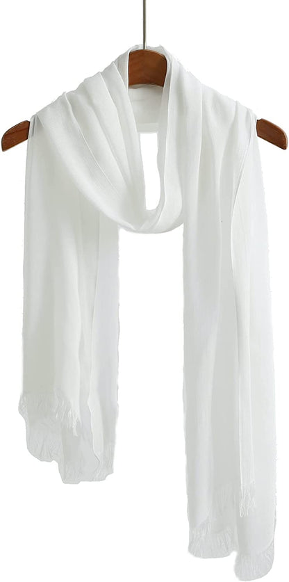 Jeelow Cotton Feel Scarf Shawl Wrap Soft Lightweight Scarves and Wraps for Men Women Apparel & Accessories > Clothing Accessories > Scarves & Shawls Jeelow White 2  