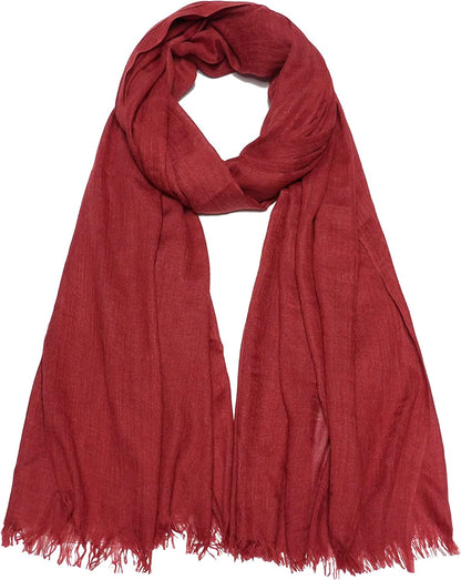 Women Summer Scarfs Lightweight Large Long Gauze Shawl Linen Beach Wrap Plain 75”×43” Apparel & Accessories > Clothing Accessories > Scarves & Shawls Gragengs Burgundy  