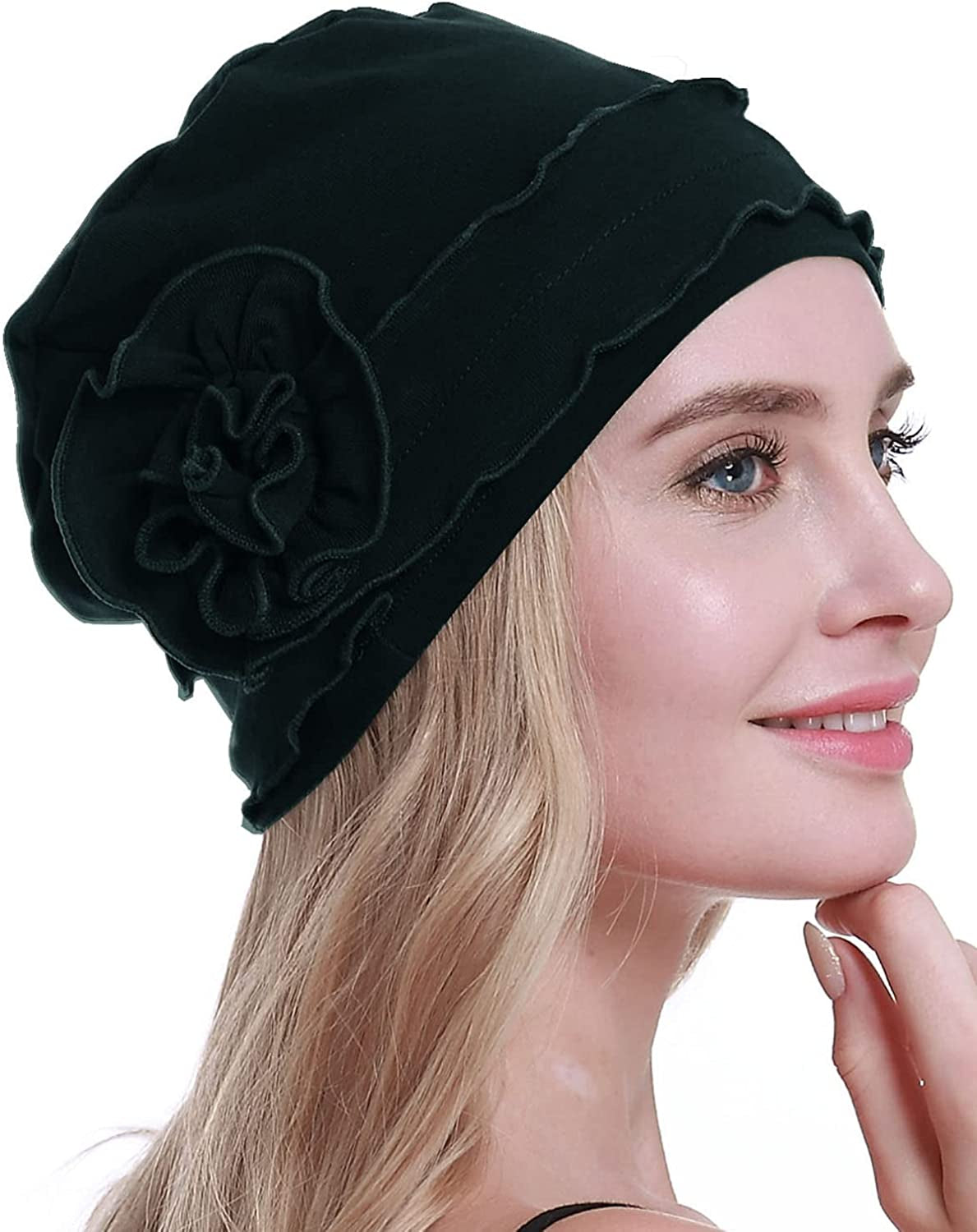 Osvyo Chemo Headwear Turban Cap for Women - Cancer Beanie Hair Loss Sealed Packaging Apparel & Accessories > Clothing Accessories > Headwear osvyo Cotton Dark Green One Size 