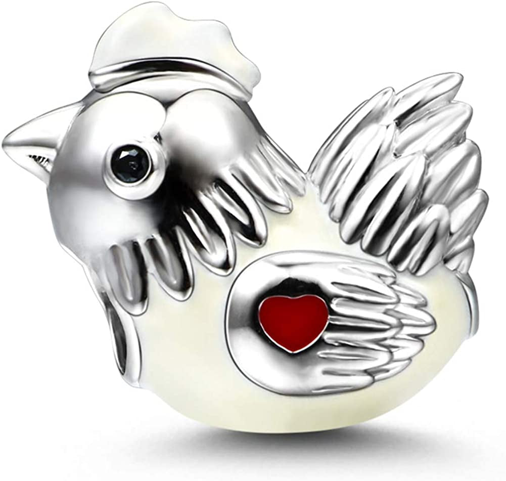 GNOCE Animal Charm Bead Sterling Silver Zodiac Signs Charm Bead Fit Bracelet/Necklace Jewelry Gift for Women Mens Apparel & Accessories > Jewelry > Bracelets GNOCE Chicken  