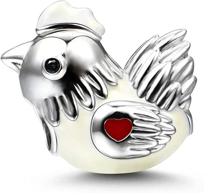 GNOCE Animal Charm Bead Sterling Silver Zodiac Signs Charm Bead Fit Bracelet/Necklace Jewelry Gift for Women Mens Apparel & Accessories > Jewelry > Bracelets GNOCE Chicken  
