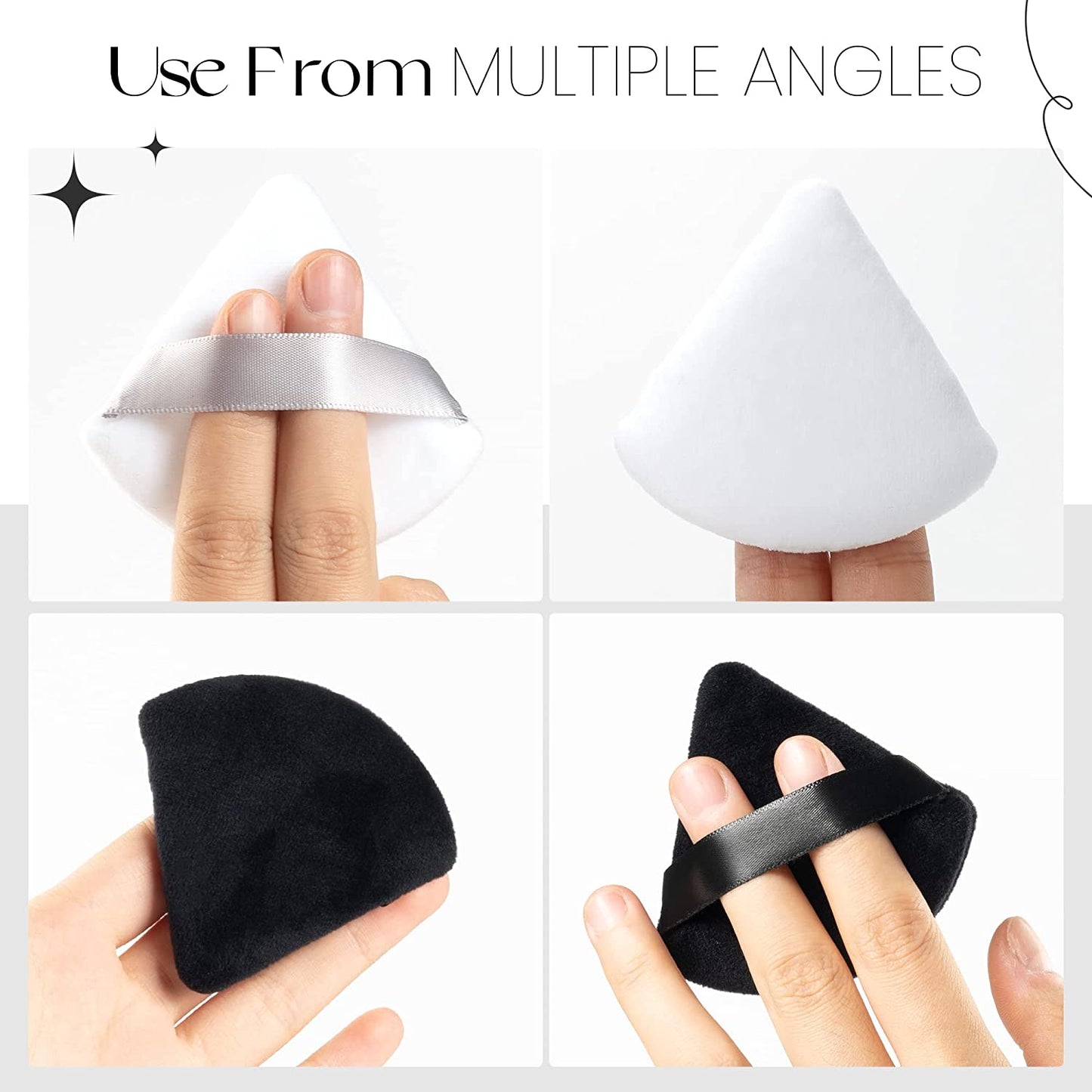 MOTZU 6 Pieces Pure Cotton Powder Puff, Made of Cotton Velour in Triangle Wedge Shape Designed for Contouring, under Eyes and Corners, 2.76 Inch Normal Size, with Strap, Makeup Tool for Cosmetic Health & Beauty > Personal Care > Cosmetics > Cosmetic Tools > Makeup Tools MOTZU   
